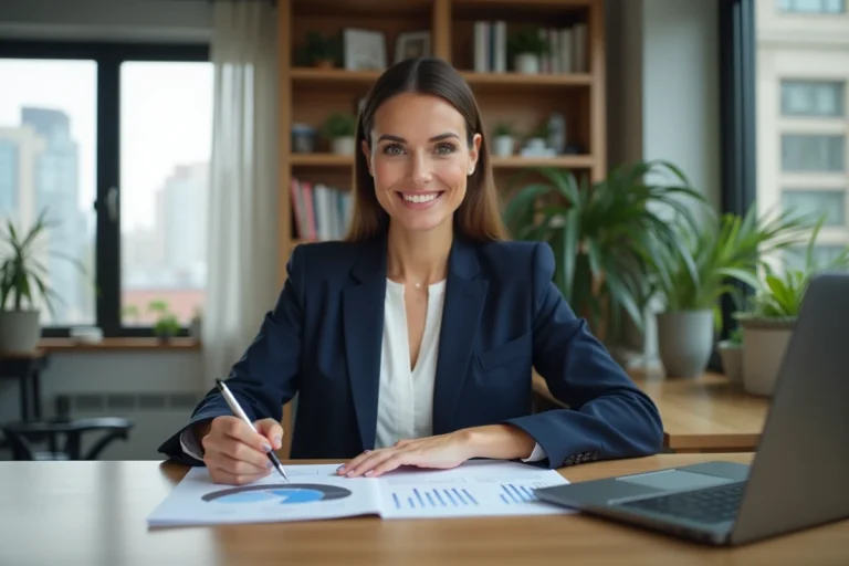 Femme d'affaires confiante dans un bureau moderne