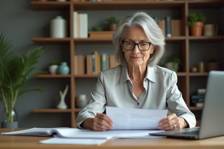 Femme d'environ cinquante ans dans un bureau moderne