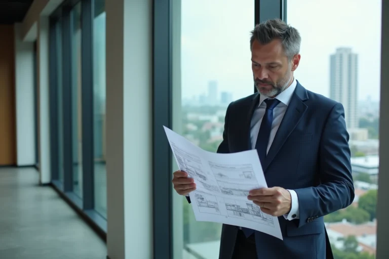 Homme d'affaires en costume dans un bureau moderne