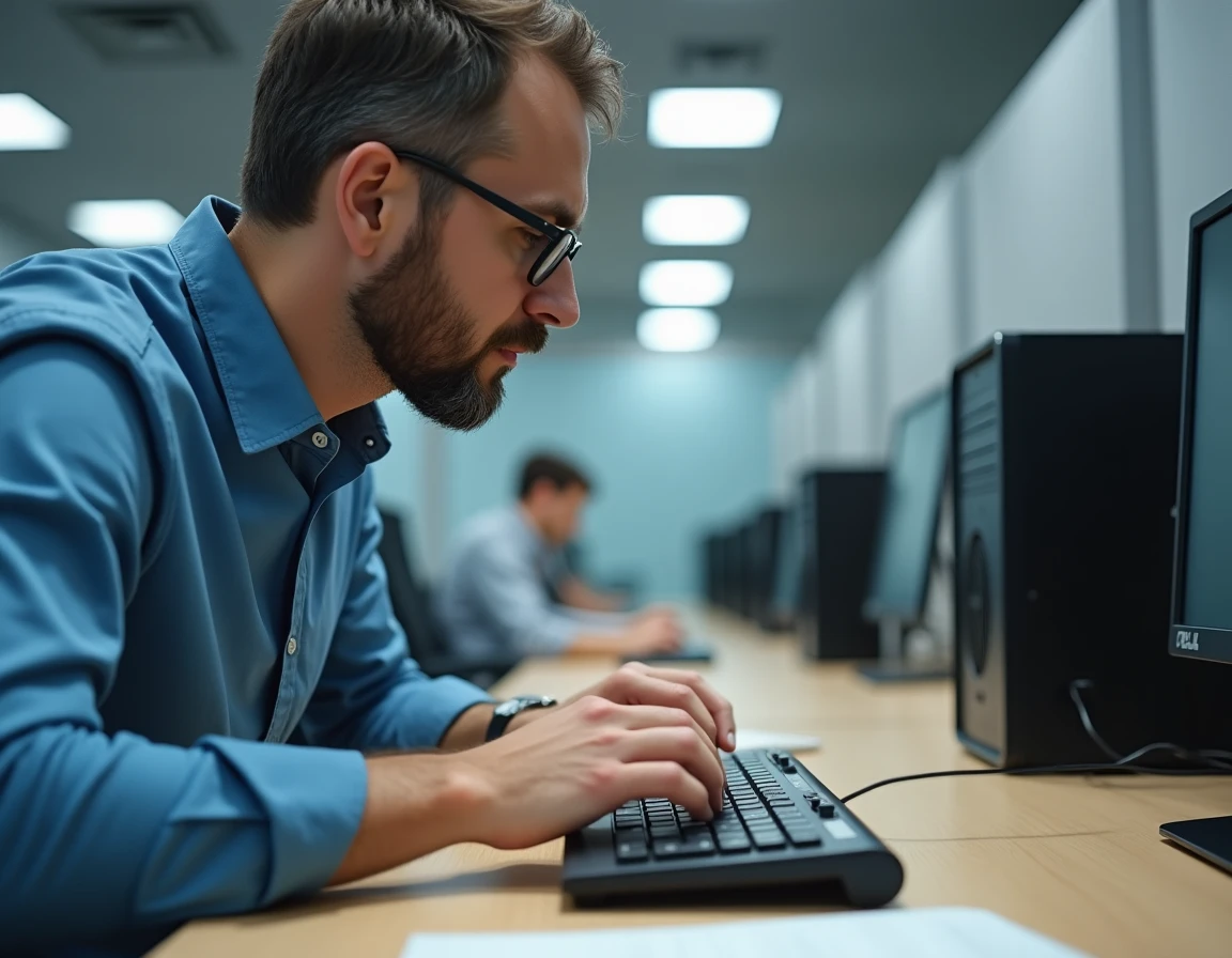 Homme appuyant sur une combinaison de touches pour déverrouiller un clavier Dell en entreprise