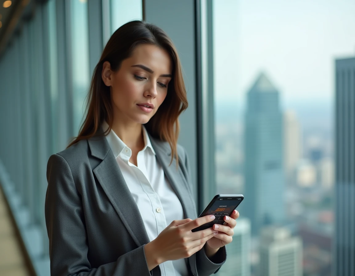 Femme investisseure consultant la valeur d'une crypto sur smartphone avant son lancement officiel